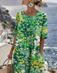 Cecilia | Abito Midi Fluido a Fiori con Tasche