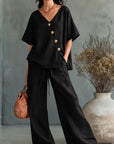 Greta | Completo Scollo a V con Bottoni