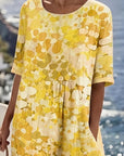 Cecilia | Abito Midi Fluido a Fiori con Tasche