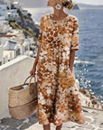 Cecilia | Abito Midi Fluido a Fiori con Tasche