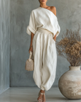 Ginevra | Completo Monospalla Fluido Drappeggiato