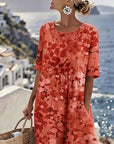 Cecilia | Abito Midi Fluido a Fiori con Tasche