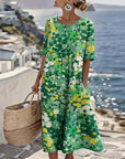 Cecilia | Abito Midi Fluido a Fiori con Tasche