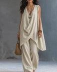 Ginevra | Completo Drappeggiato con Pantalone Ampio