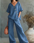 Greta | Completo Scollo a V con Bottoni