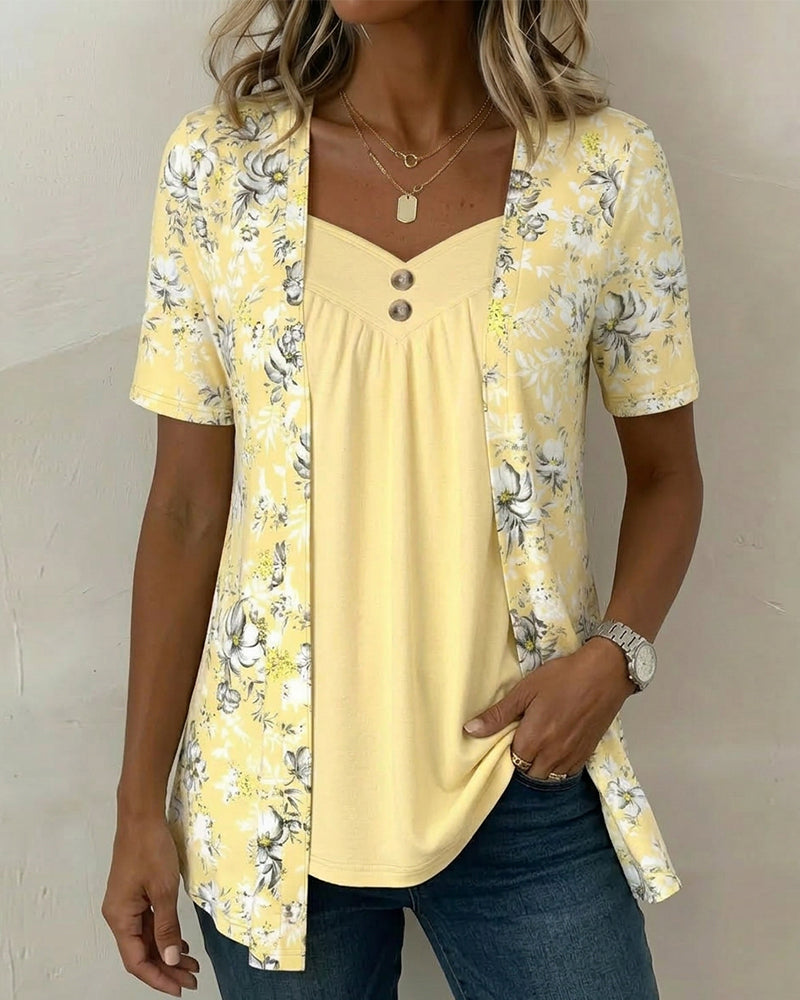 Valentina | Completo Floreale Scollo a V