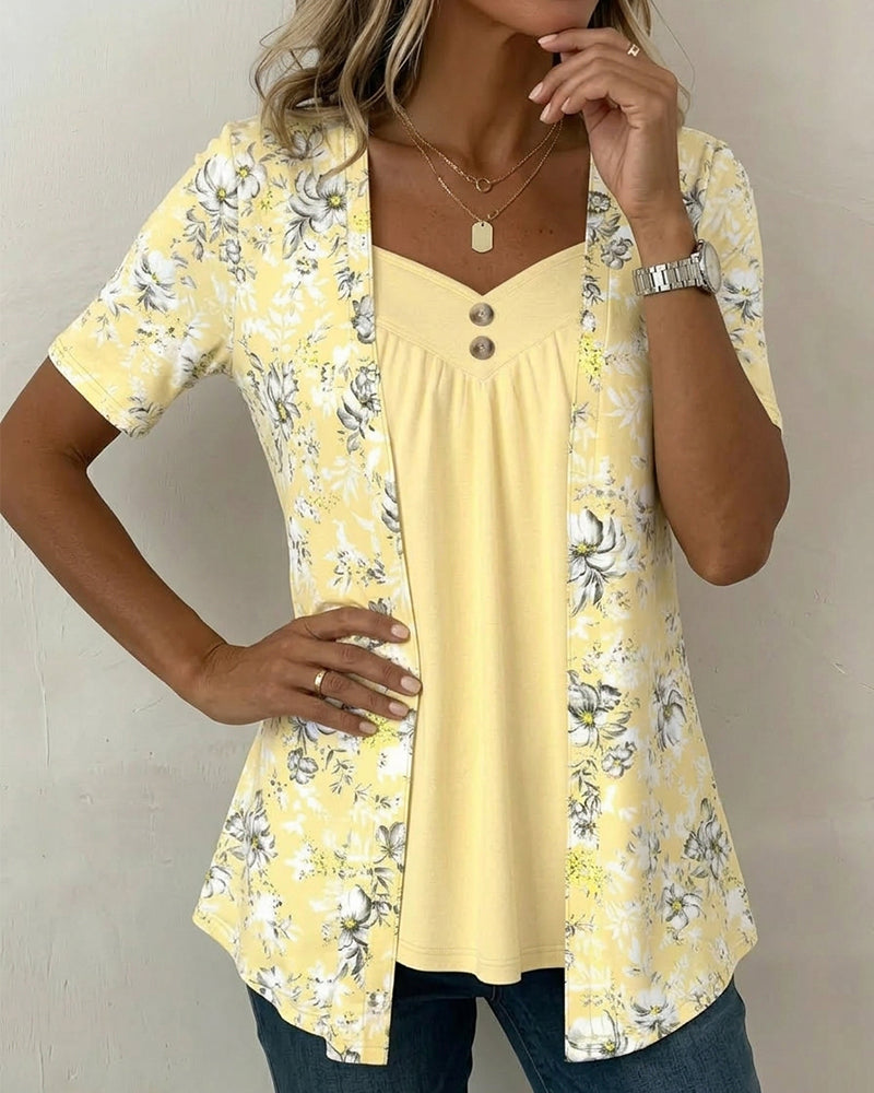 Valentina | Completo Floreale Scollo a V