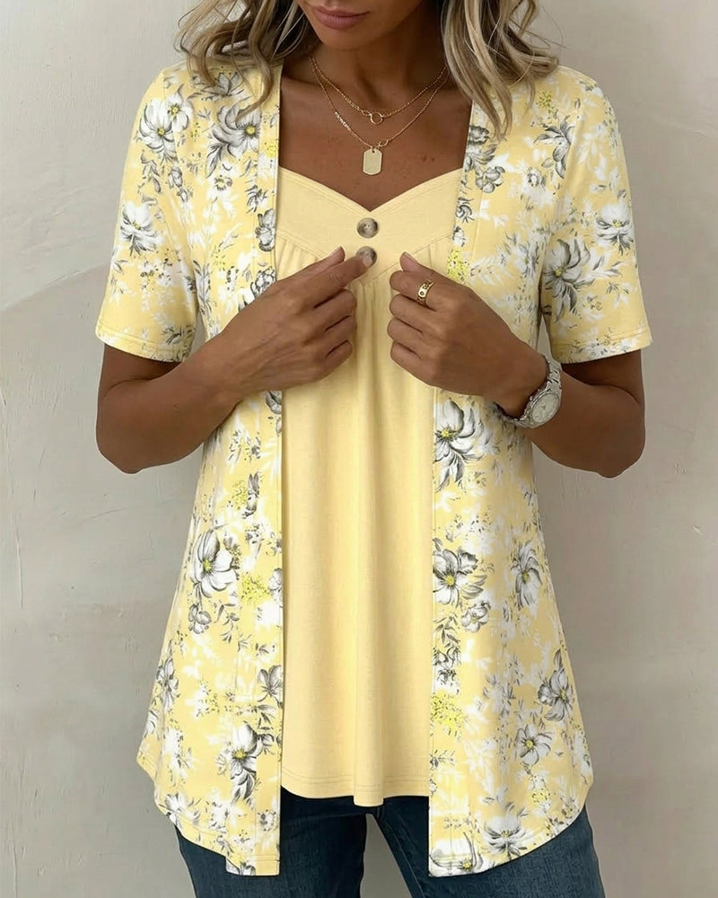 Valentina | Completo Floreale Scollo a V