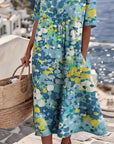 Cecilia | Abito Midi Fluido a Fiori con Tasche