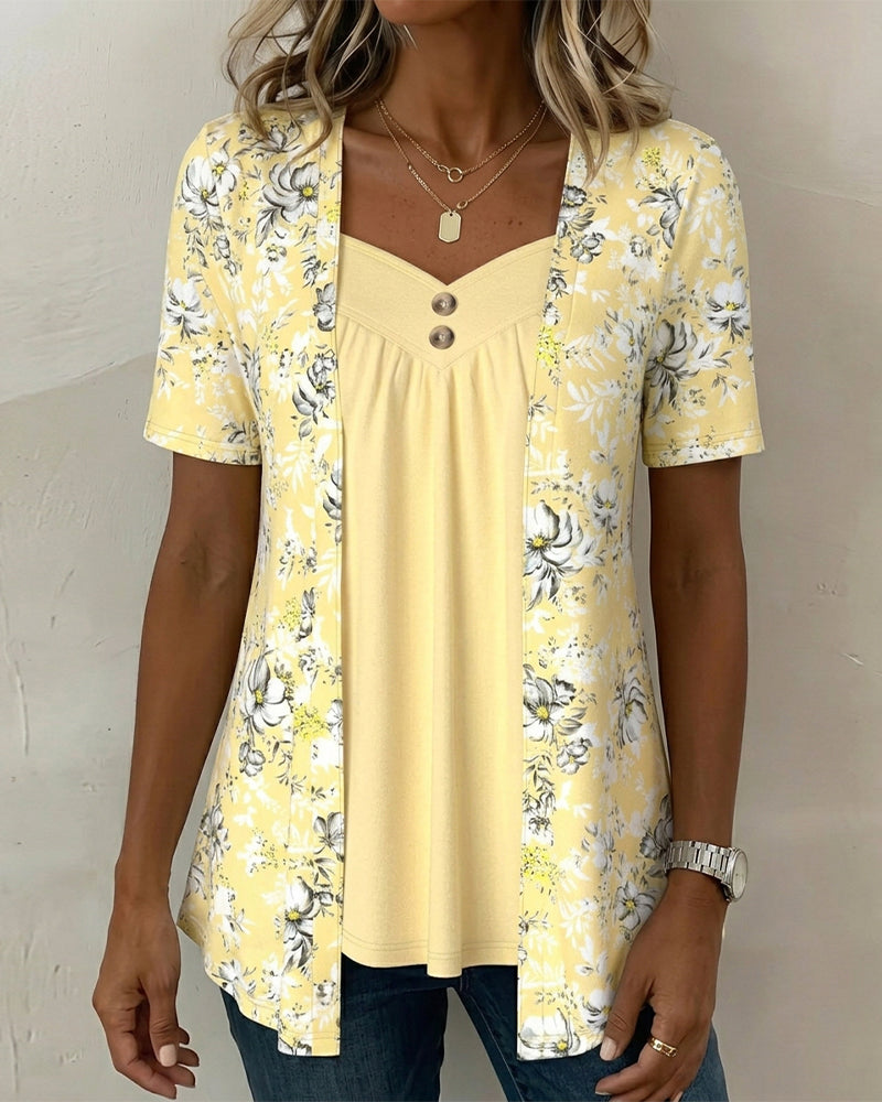 Valentina | Completo Floreale Scollo a V