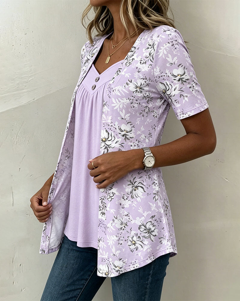 Valentina | Completo Floreale Scollo a V
