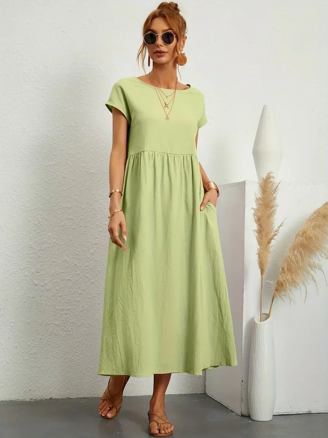 Livia | Abito Maxi Svasato con Tasche