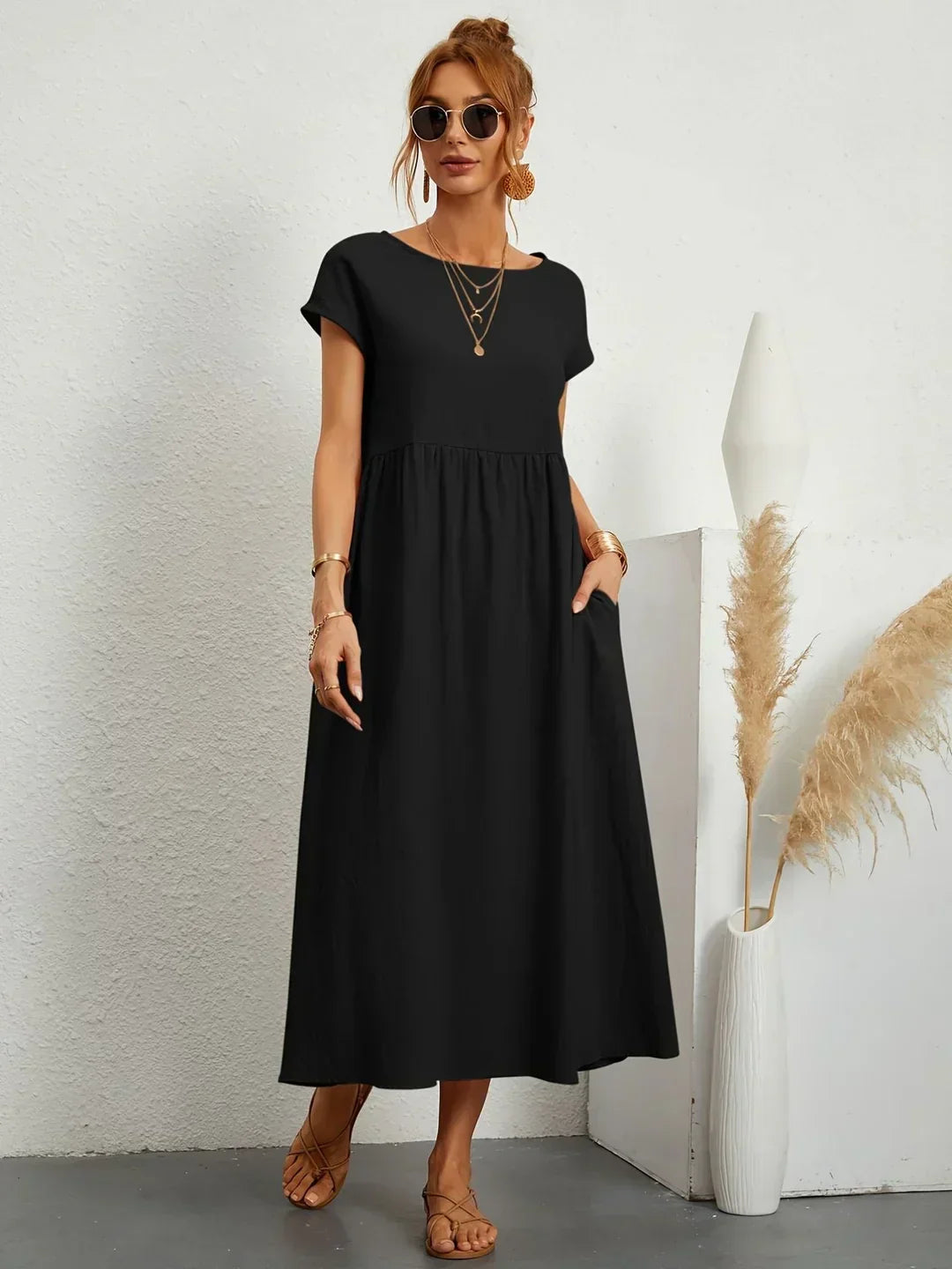 Livia | Abito Maxi Svasato con Tasche