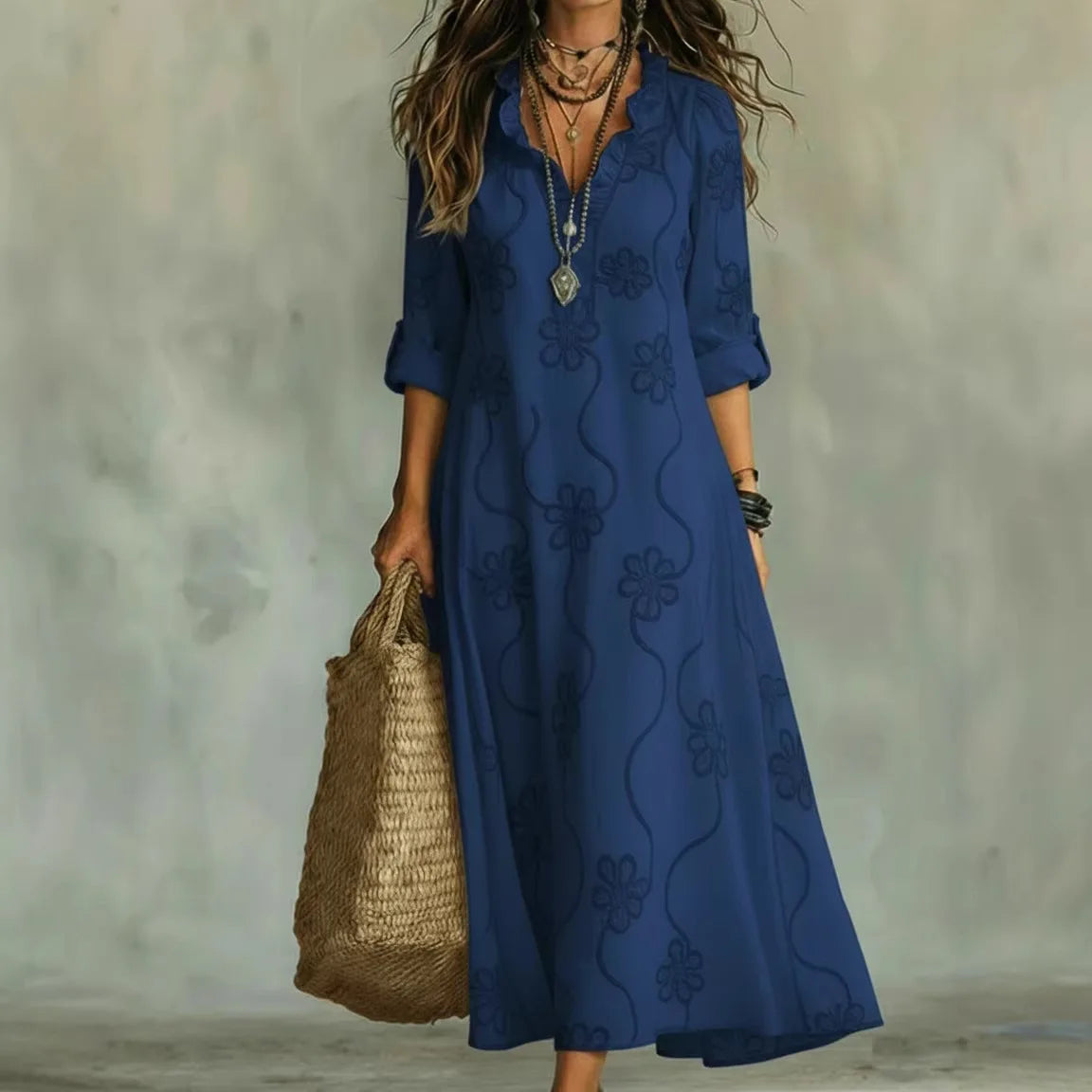 Bianca | Abito Maxi Ricamato Bohemien