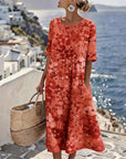 Cecilia | Abito Midi Fluido a Fiori con Tasche