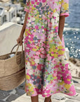 Cecilia | Abito Midi Fluido a Fiori con Tasche