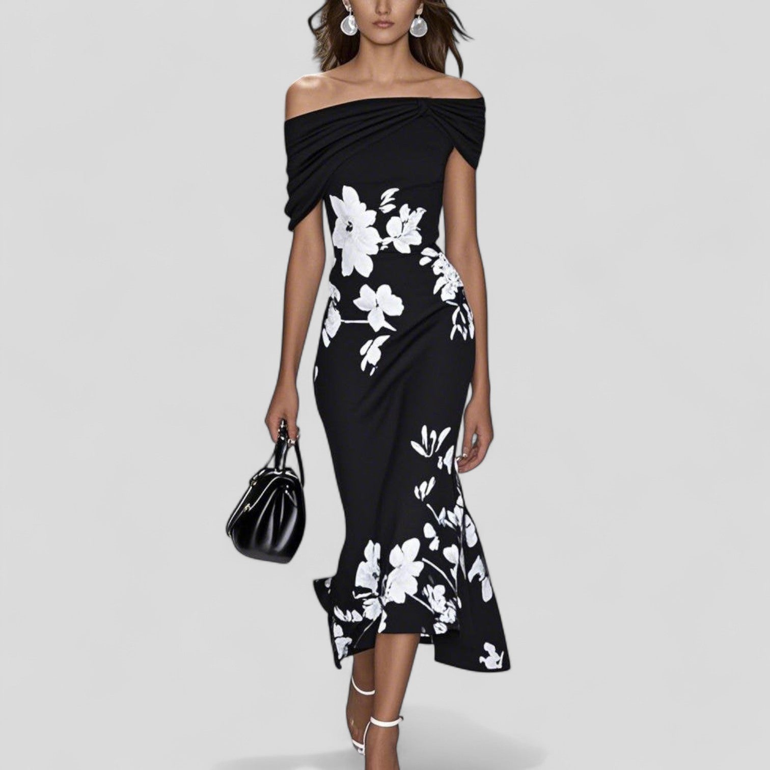 Stella | Abito Midi Floreale Spalle Scoperte