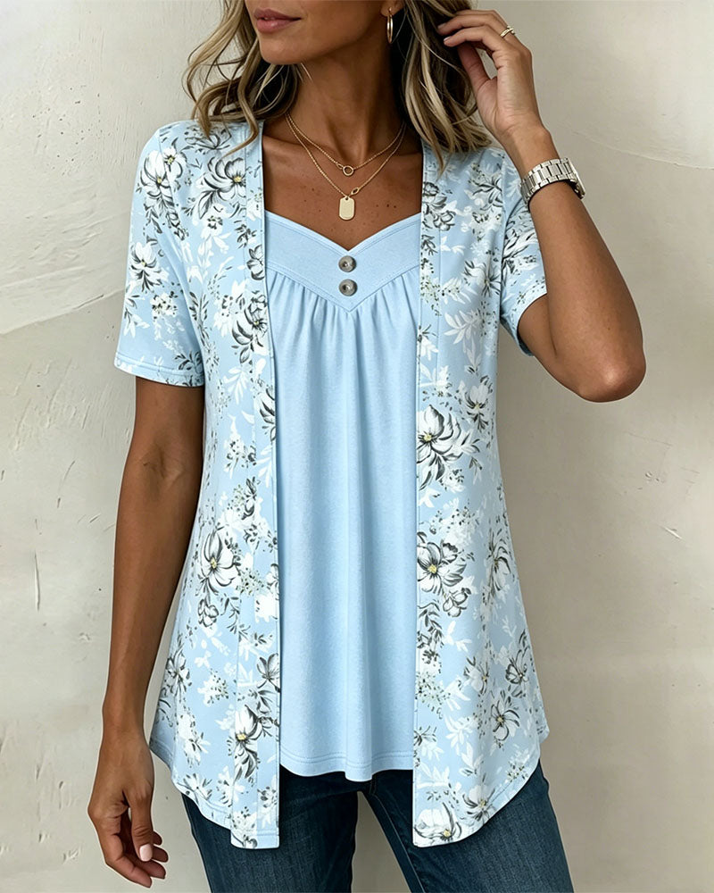 Valentina | Completo Floreale Scollo a V