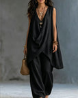 Ginevra | Completo Drappeggiato con Pantalone Ampio